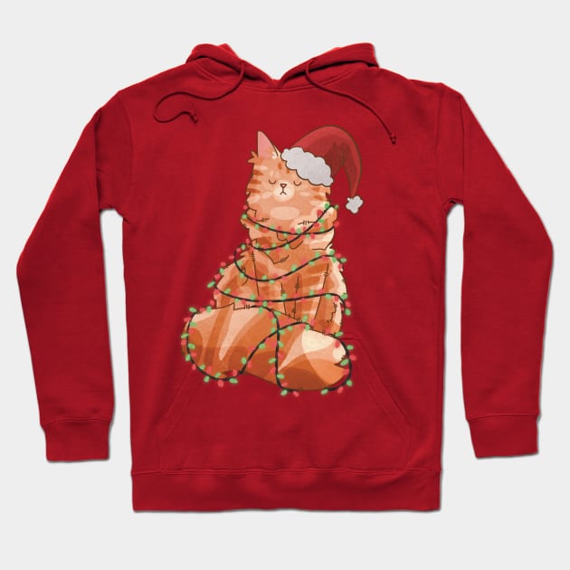 Wrapped in Christmas Lights - Red Maine Coon Hoodie by Feline Emporium